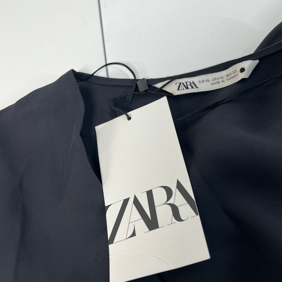 NWT ZARA Flowy Midi Dress Longsleeve XL Anthracite Grey - Picture 12 of 15